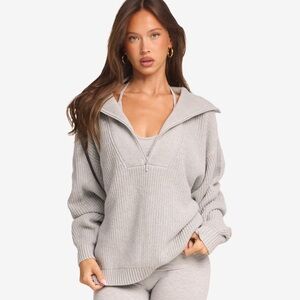 Oversized knit sweater in grey marl size small CSB